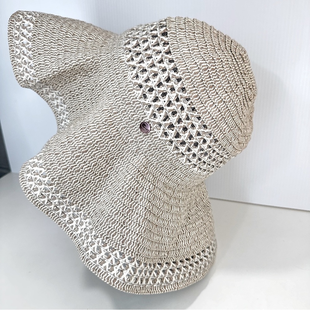 CALIA By Carrie Underwood Woven Sunhat Gray Beige Cruise Packable OSFA b… - Picture 2 of 11